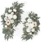 Set of 2 for Wedding Signs Reception Ceremony and Welcome Sign Floral Decoration (White)